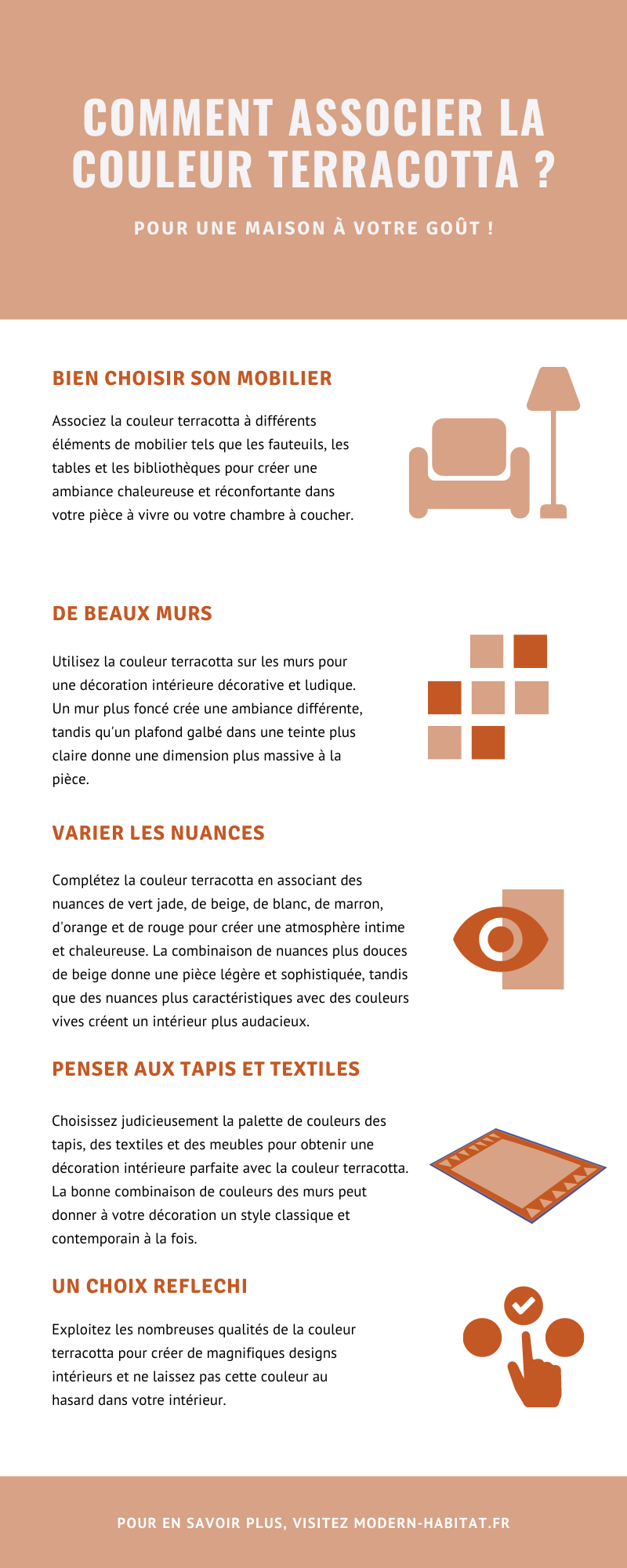 associer couleur terracotta infographie